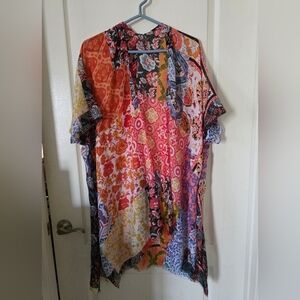 Multicolor Women's Bohemian Top. Sheer Bathing Suit Coverup